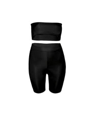  Strapless Tube Top & Shorts Set Women's Plus Stretch 2pcs Set
