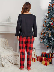 Christmas Pattern Pajama Set Long Sleeve Crew Neck Top & Pants