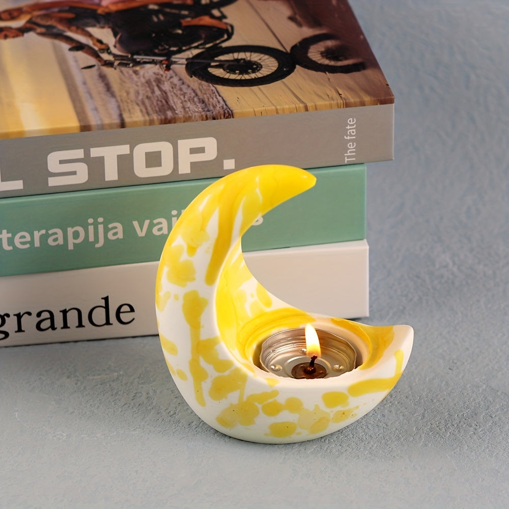 Moon Candle Holder Silicone Mould DIY Plaster Home Decoration