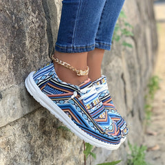 Women's Geometric Canvas Lace-Up Sneakers