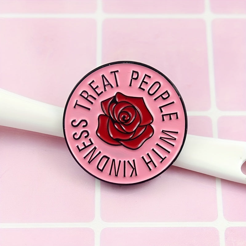 Kindness Brooch Red Pink Round