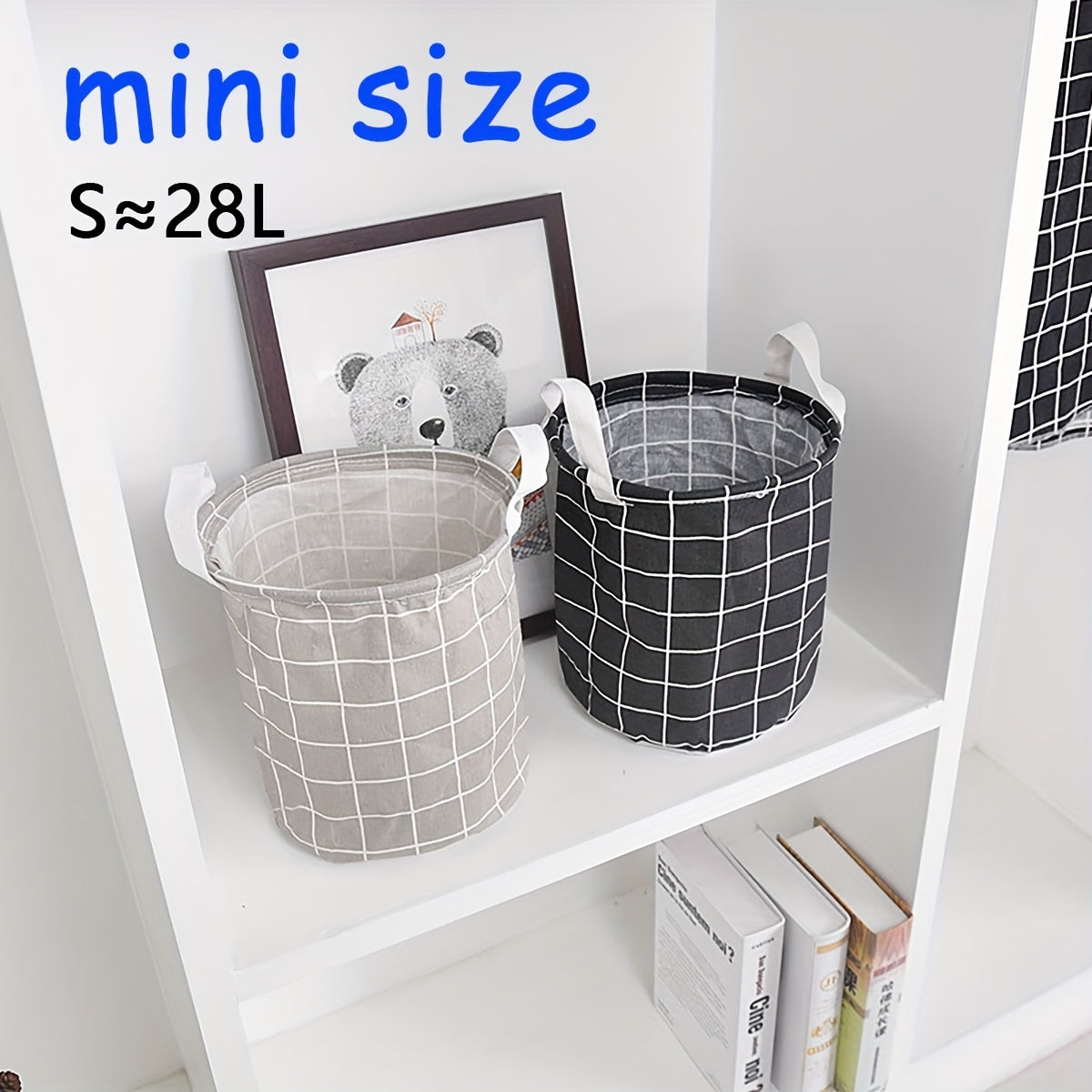 Fabric Cotton Linen Clothes Basket Waterproof Storage Plaid Design