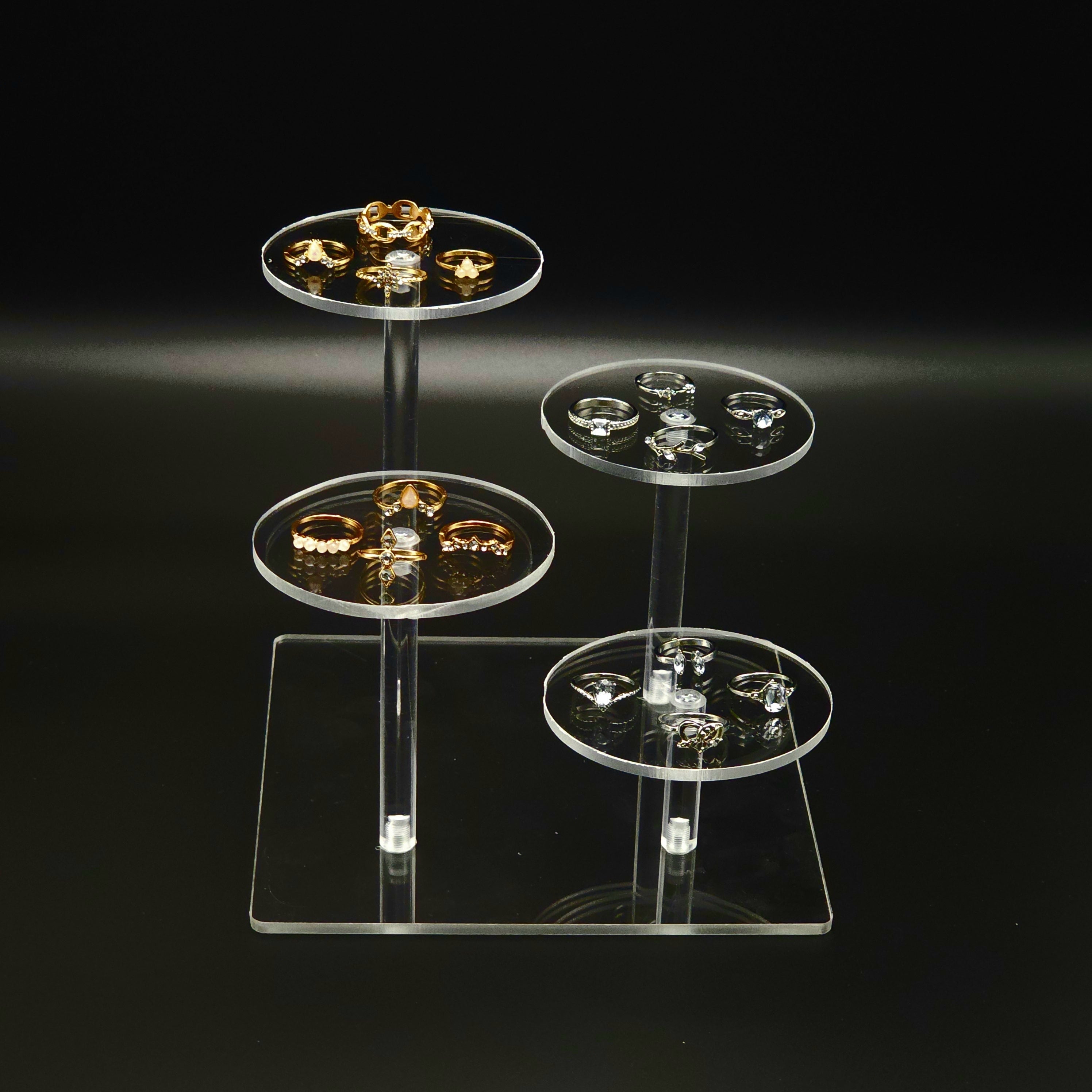 Acrylic Clear Display Rack 4 Compartments Jewelry Cosmetic Storage Holder