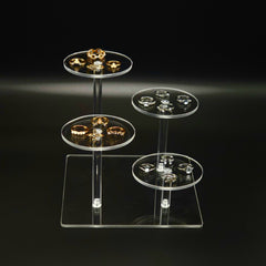 Acrylic Clear Display Rack 4 Compartments Jewelry Cosmetic Storage Holder