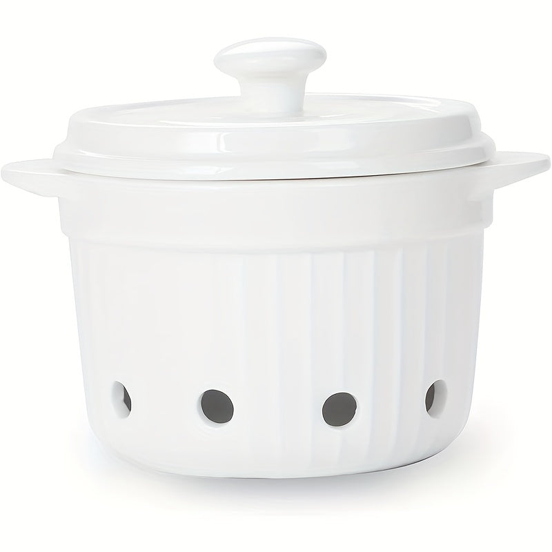 Ceramic Garlic Keeper with Lid Countertop Storage Bowl