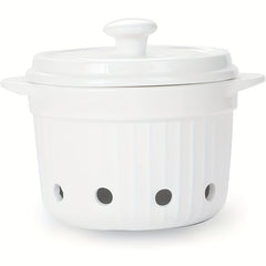 Ceramic Garlic Keeper with Lid Countertop Storage Bowl