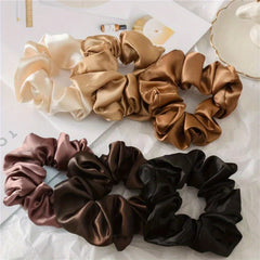 12pcs Solid Satin Scrunchies Hair Tie Seamless Ponytail Holder Hair Accessories