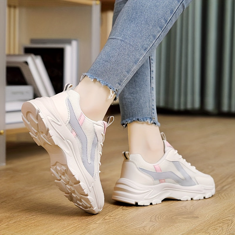 Breathable Heightened Sole Mesh Running Shoes Lightweight Non slip Sneakers