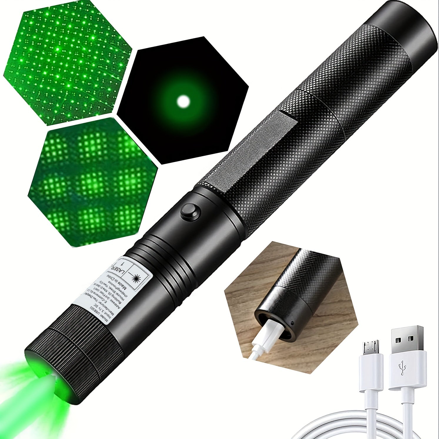High Power Green Laser Pointer USB Charging Perfect for Night Walking