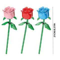 3pcs Roses Flower Building Blocks 3 Colors Bouquet Gift for Girls Kids