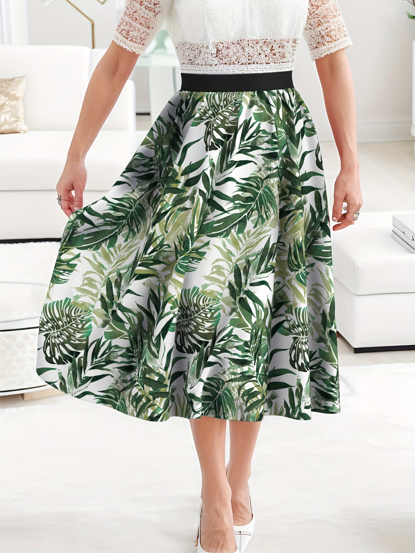 Tropical Print Maxi Skirt