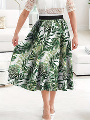  Tropical Print Maxi Skirt
