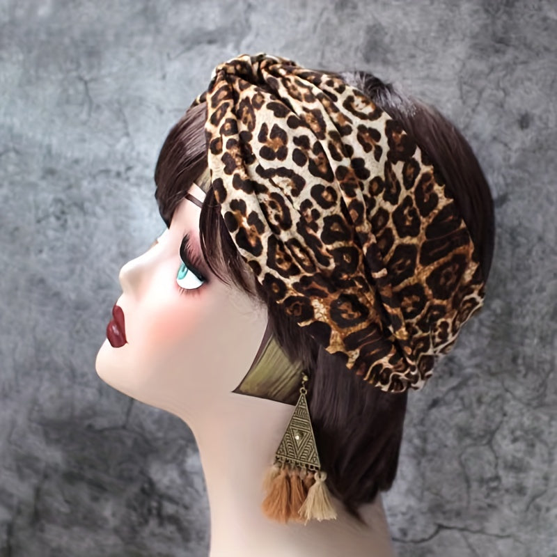 Leopard Print Wide Brim Headband Plus Velvet Hair Band