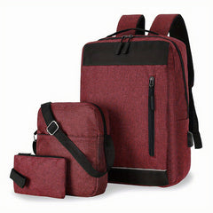 3pcs Large Capacity Backpack Crossbody Bag Clutch Purse Set