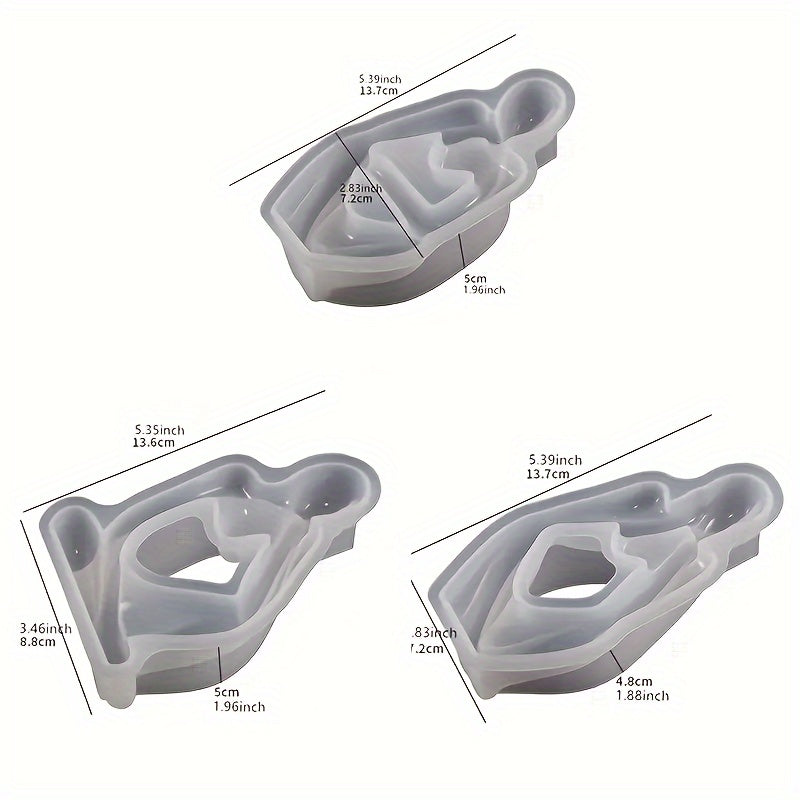 3pcs Body Art Silicone Resin Mold Candle Holder Making