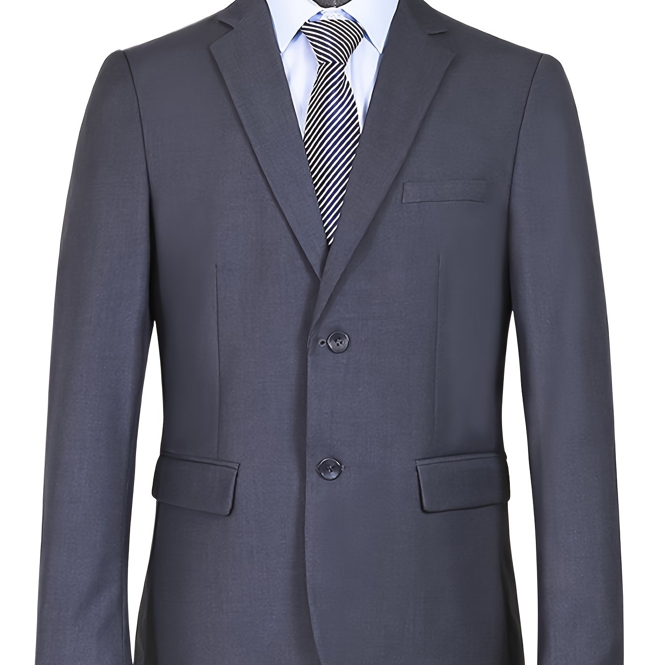 Formal 2 Pieces Set Men's Two Button Suit Jacket & Dress Pants Suit Set