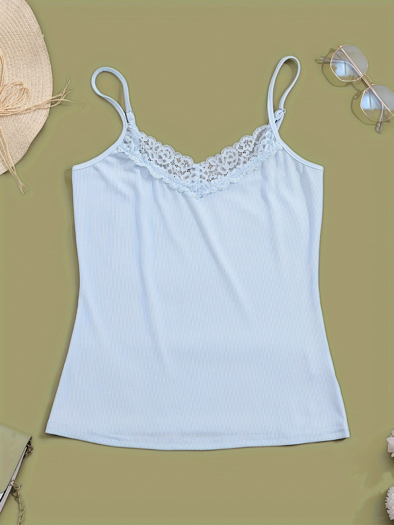 3pcs Lace V Neck Cami Top Lounge Tops