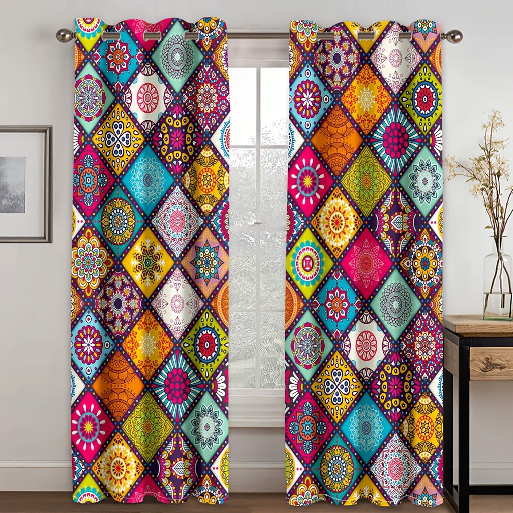 2pcs Bohemian Multifunctional Curtains Eyelet Rod for Home Decor and Privacy