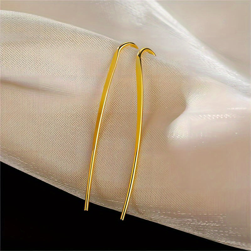 Golden U Shape Clip On Earrings Japanese Style Jewelry