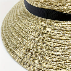 Sun Embroidery Straw Hat Ribbon Bowknot Drawstring Adjustable