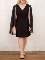  Dress Women's Plus Ruched Front V Neck Dress
