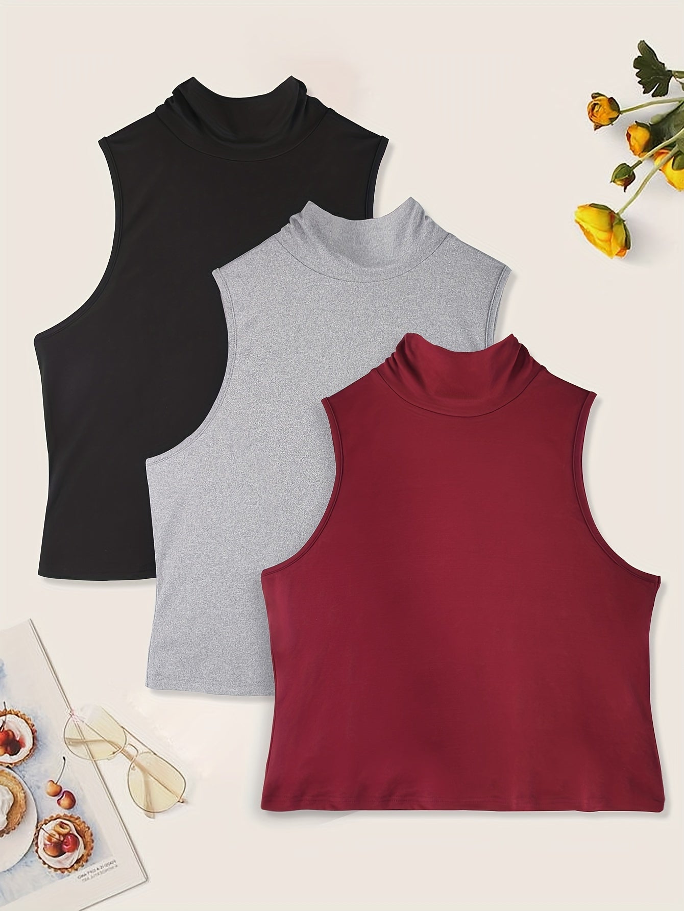 3-Piece Plus Size Casual Tank Top Set