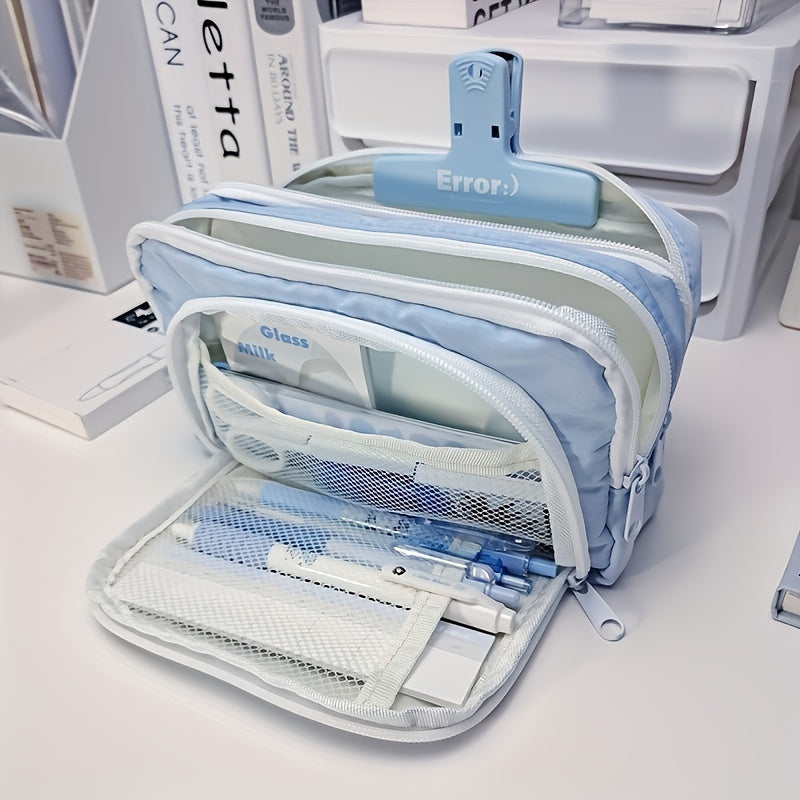 Large Capacity Pencil Case with Front Window, Stationery Box for Students