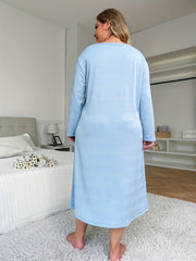  Wave Print Long Sleeve Nightdress