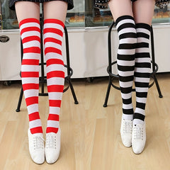 Striped Thigh High Socks Cosplay Over The Knee Socks Women's Stockings