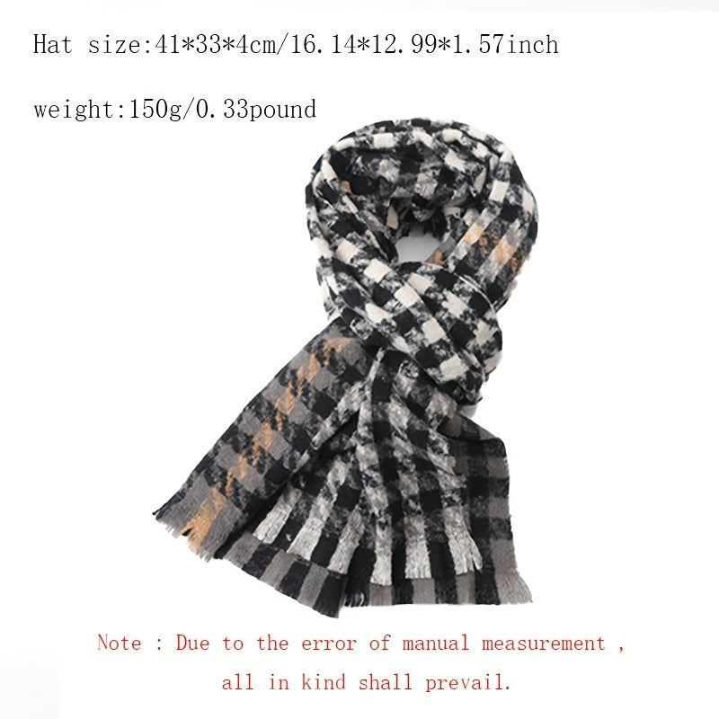 Winter Thermal Plaid Scarf Shawl Cold Weather Scarves & Wraps For Women