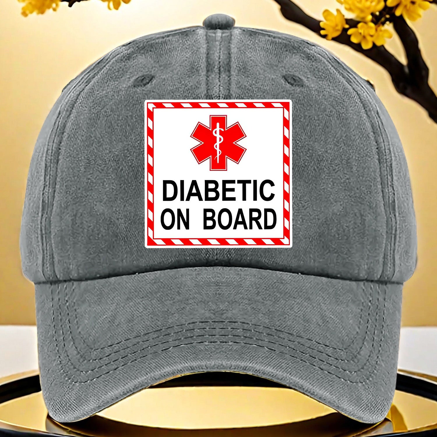 Diabetic Awareness Baseball Cap with Diabetic on Board Print