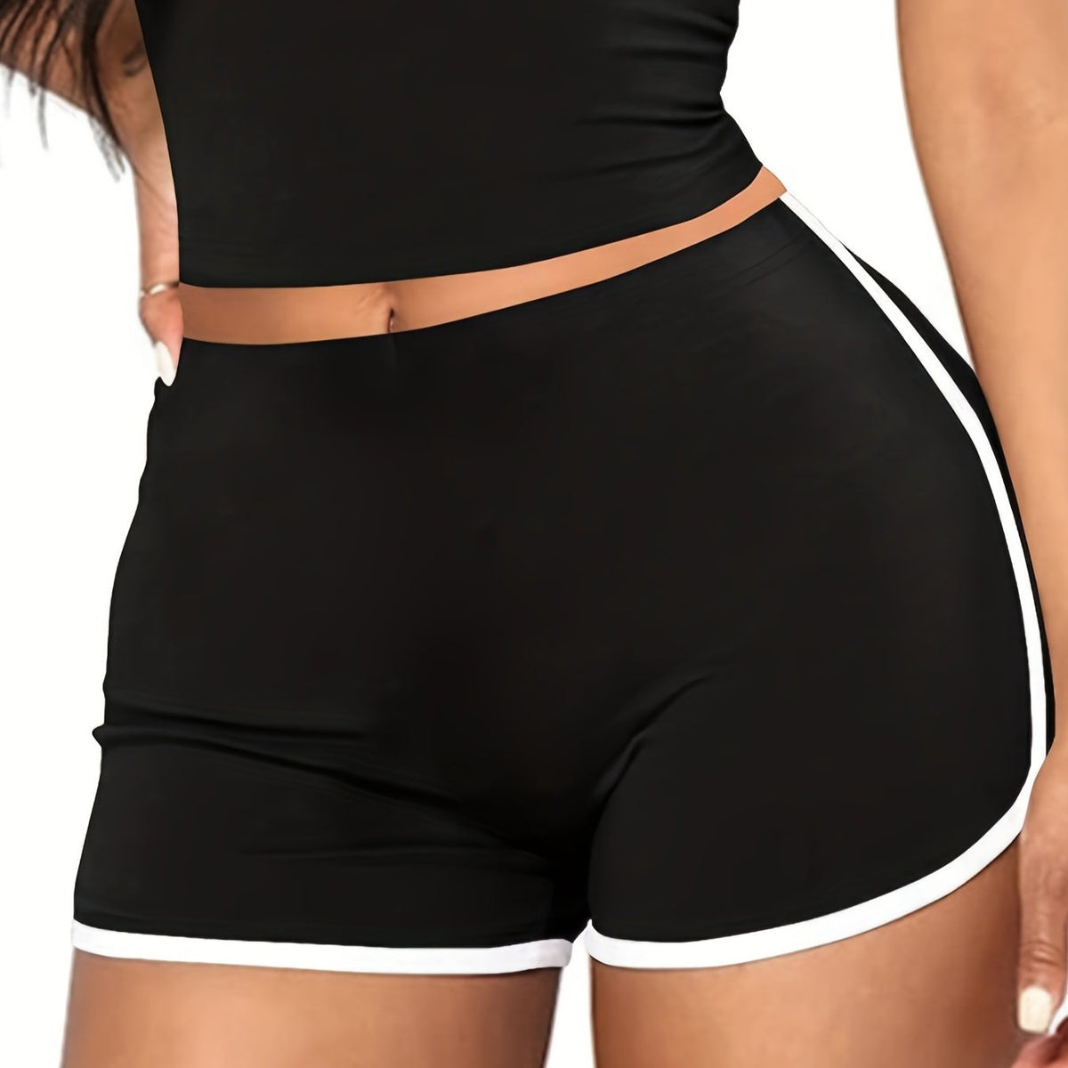 Sporty Shorts Women's Plus Contrast Binding Medium Stretch