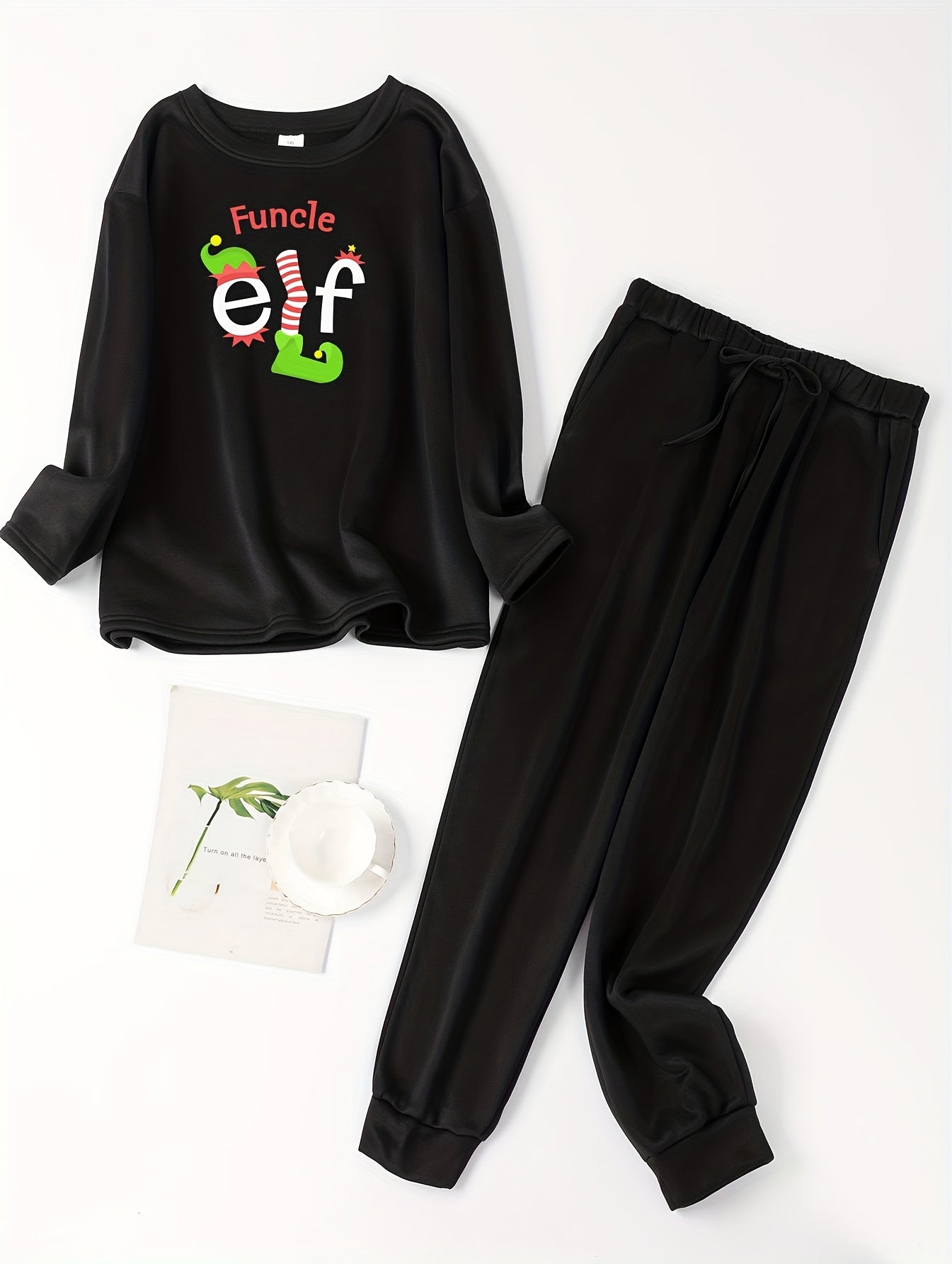  Christmas Lounge Set Women's Elf & Art Fleece Tee