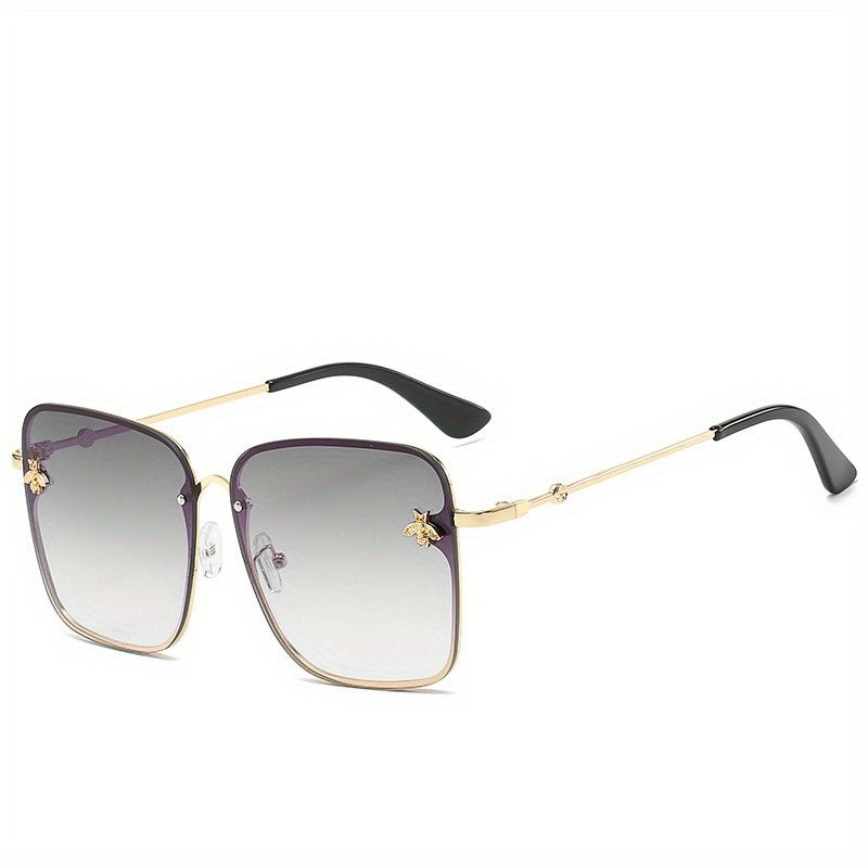 Honeybee Square Sunglasses Gradient UV400 Metal Glasses