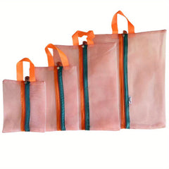 4PCS Travel Storage Bag Mesh Zipper Cosmetic Clothes Organizer
