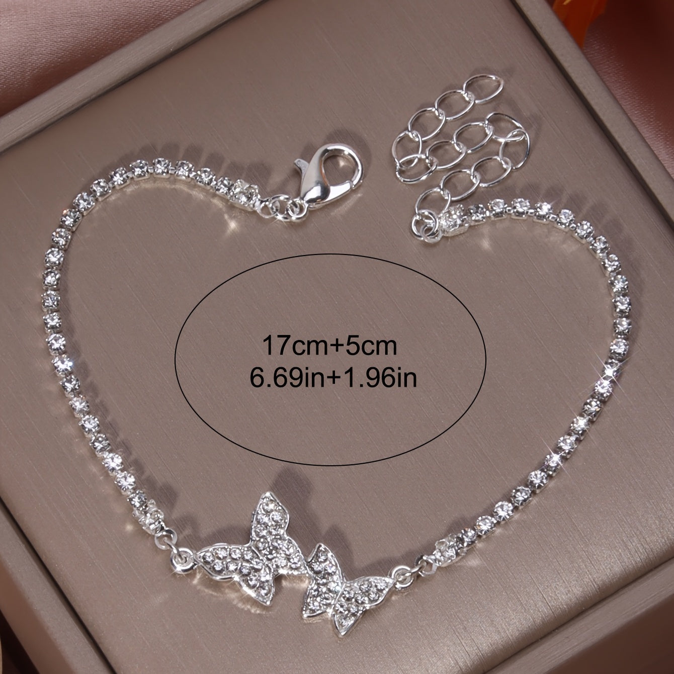 Double Butterfly Rhinestones Chain Bracelet Hand Chain Jewelry