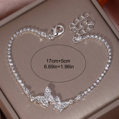 Double Butterfly Rhinestones Chain Bracelet Hand Chain Jewelry