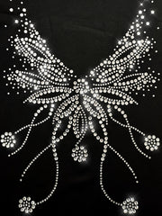  Rhinestone Butterfly Ripped Leggings