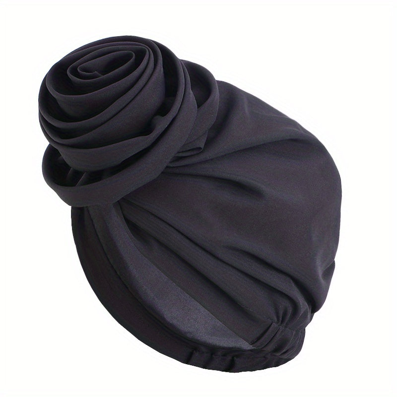 Satin Lined Turban Cap Double Layer Head Wrap Elastic Bonnet Chemo Hats