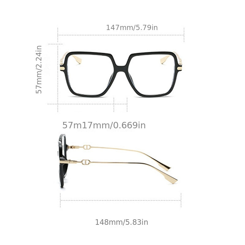 Large Square Anti Light Glasses Casual Metal Frame