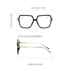 Large Square Anti Light Glasses Casual Metal Frame