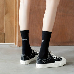 4 Pairs Letter Print Socks Breathable Mid Tube Stockings