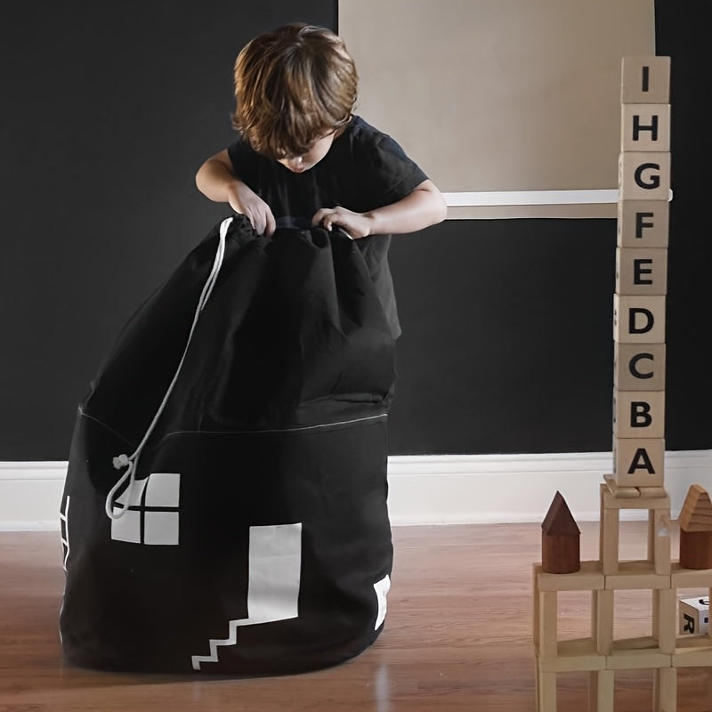 Nordic Style House Shaped Storage Bag Durable Polyester Fabric with Hanging Loop