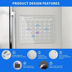 2pcs Acrylic Magnetic Calendar Sets for Fridge