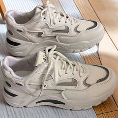 Women's Chunky Sneakers Block Faux Leather Casual Wear Resistance