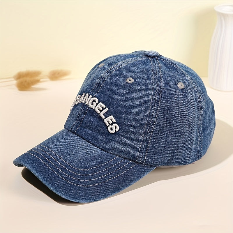 LA Embroidery Baseball Cap Washed Distressed Unisex Dad Hats Vintage