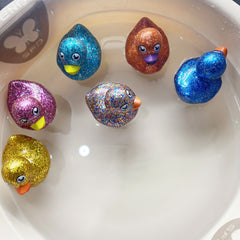 2pcs Rubber Ducks Baby Bath Toys Glitter Duck Children Summer Beach Swimming