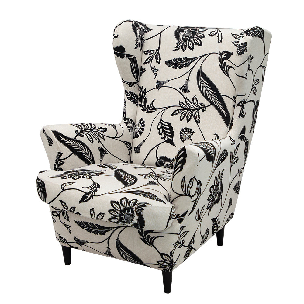 Spandex Stretchy Wingback Armchair Cover Set, Elastic Slipcover for Furniture