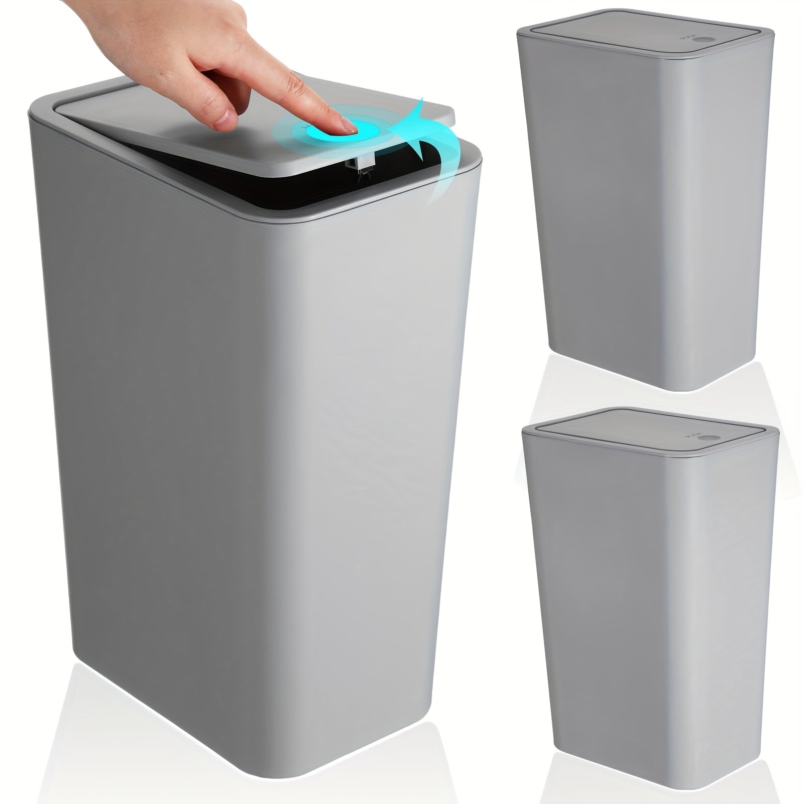 10L Small Trash Can With Lid, Slim Garbage Bin Wastebasket