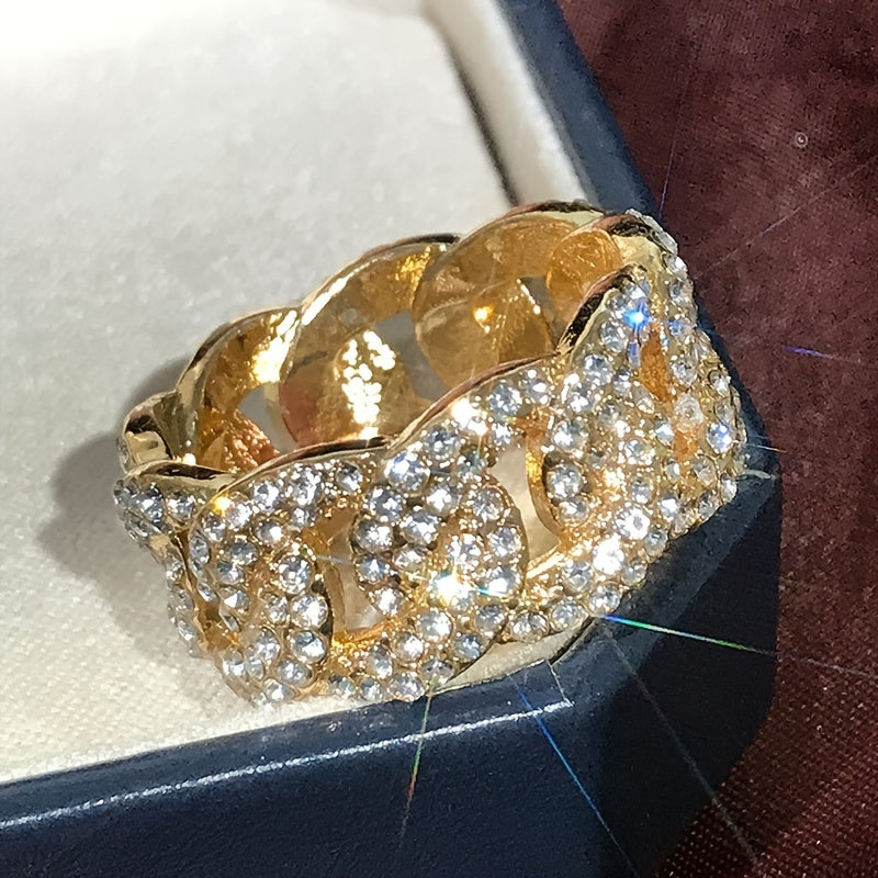 Zircon Inlaid Chain Ring For Men